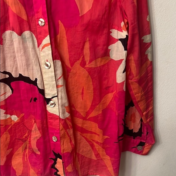 Sigrid Olsen Pink and Orange Long Sleeve Blouse - Picture 6 of 10